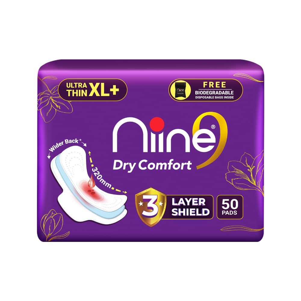 NIINE Dry Comfort Ultra Thin XL+ Sanitary Napkins for Heavy Flow