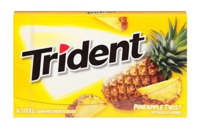 Trident Sugar Free Chewing Gum Pineapple Flavor 14 Sticks
