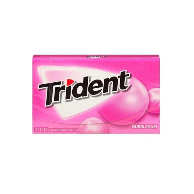 Trident Gum Bubblegum Flavour Sugar Free Gum, 14 sticks
