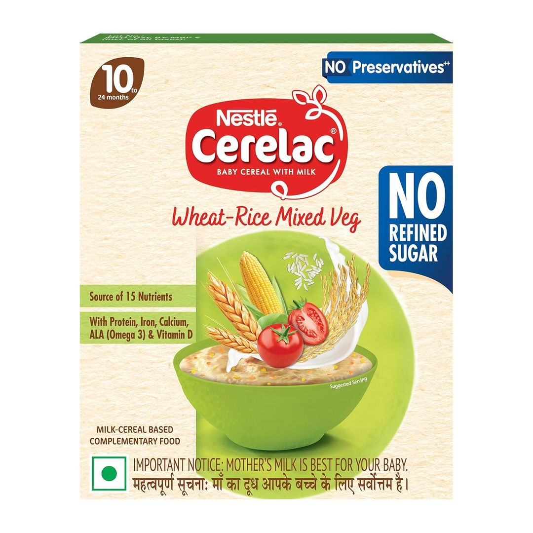 CERELAC Baby Food Cereal | Wheat Rice Mixed Veg for 10 to 24 Months Baby | 300g