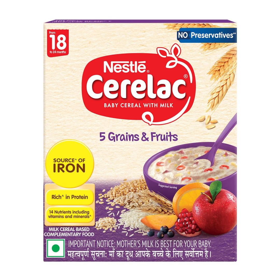 CERELAC Baby Food Cereal | 5 Grains & Fruits for 18 to 24 Months Baby | 300g