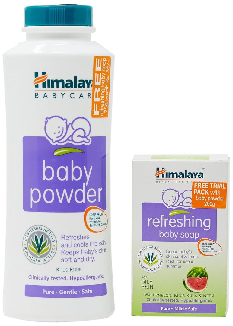 Himalaya Baby Powder, 200g with Free Refreshing Baby Soap of 75g