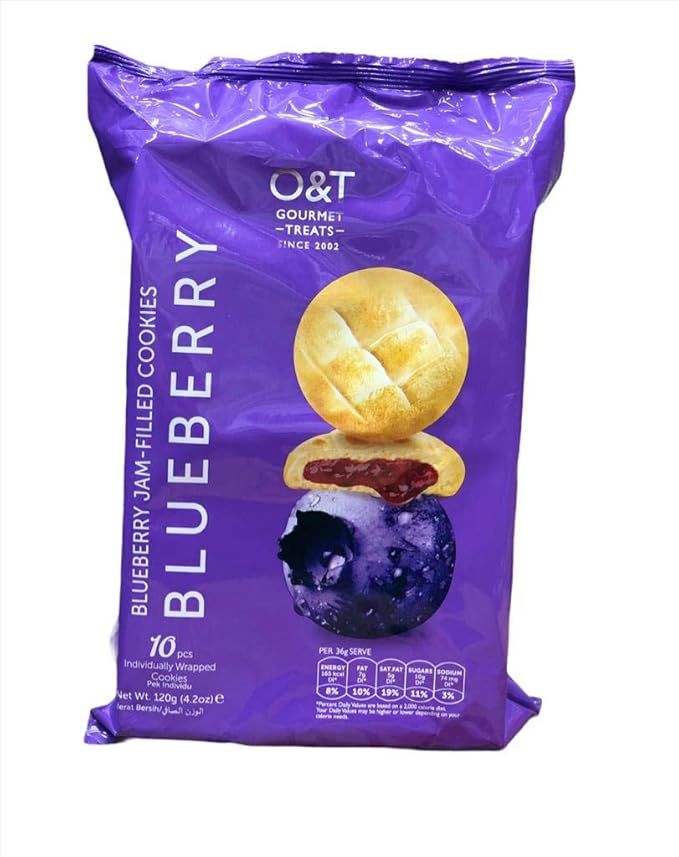 O&T Gourmet Treats Blueberry JAM Filled Cookies, 120g