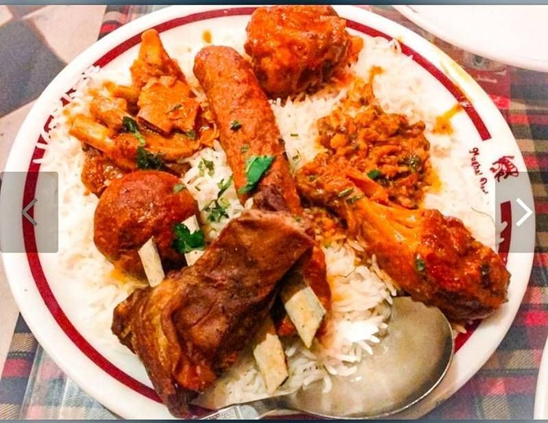 Keef Shahi Thali ( Rice,Rista,Tabak maaz,Rogan josh,Kabab1/3,yakhni,Methi maaz,Salad)