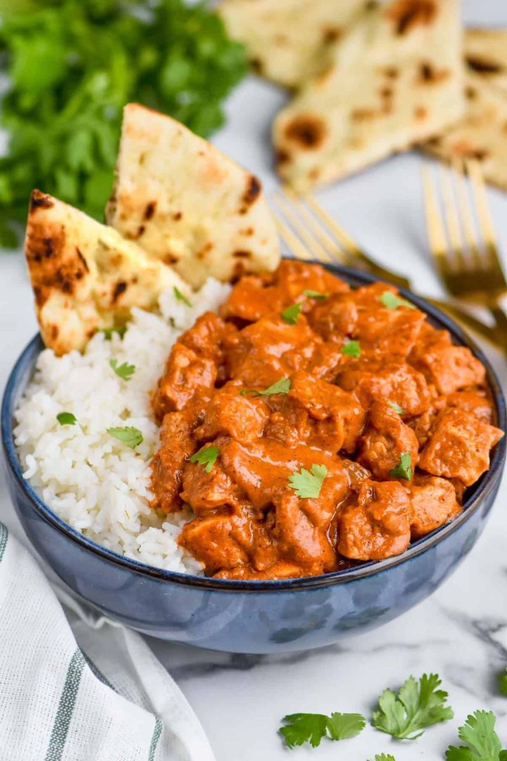 Butter chicken rice bowl
