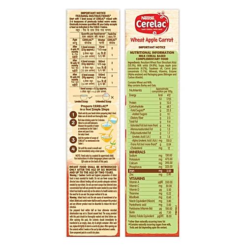 Nestle Cerelac Wheat Apple Carrot Baby Cereal With Milk For 6-24 Months