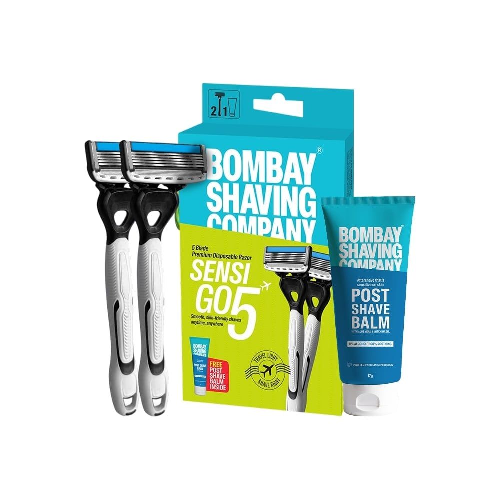Bombay Shaving Company Sensi Go 5 Premium 5-Blade Disposable Men's Razor - Free Post Shave Balm