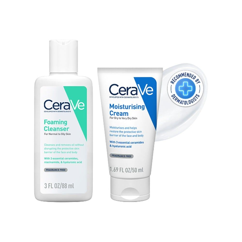 CeraVe Foaming Face Cleanser Face Wash for Normal to Oily Skin with Ceramides +  Moisturizing Cream (with Ceramides) Combo