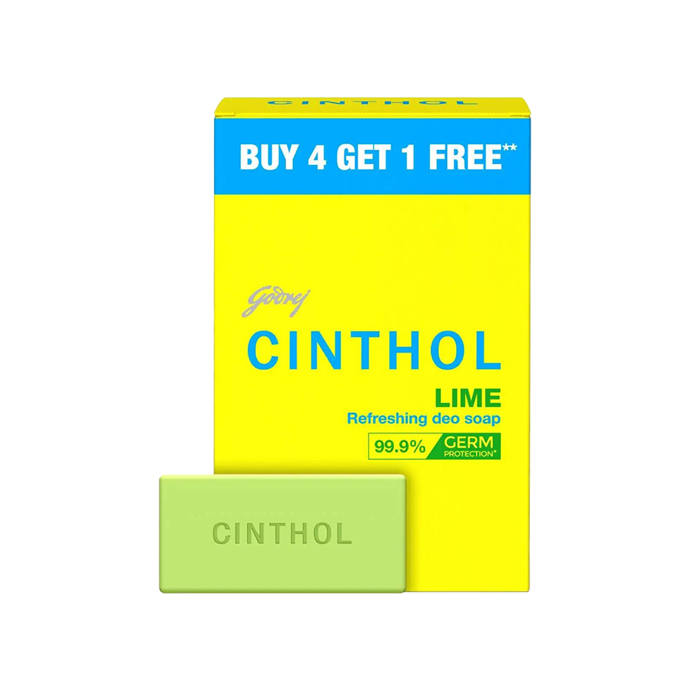 Cinthol Lime Bath Soap 5 x 100 g - Buy 4 Get 1 Free