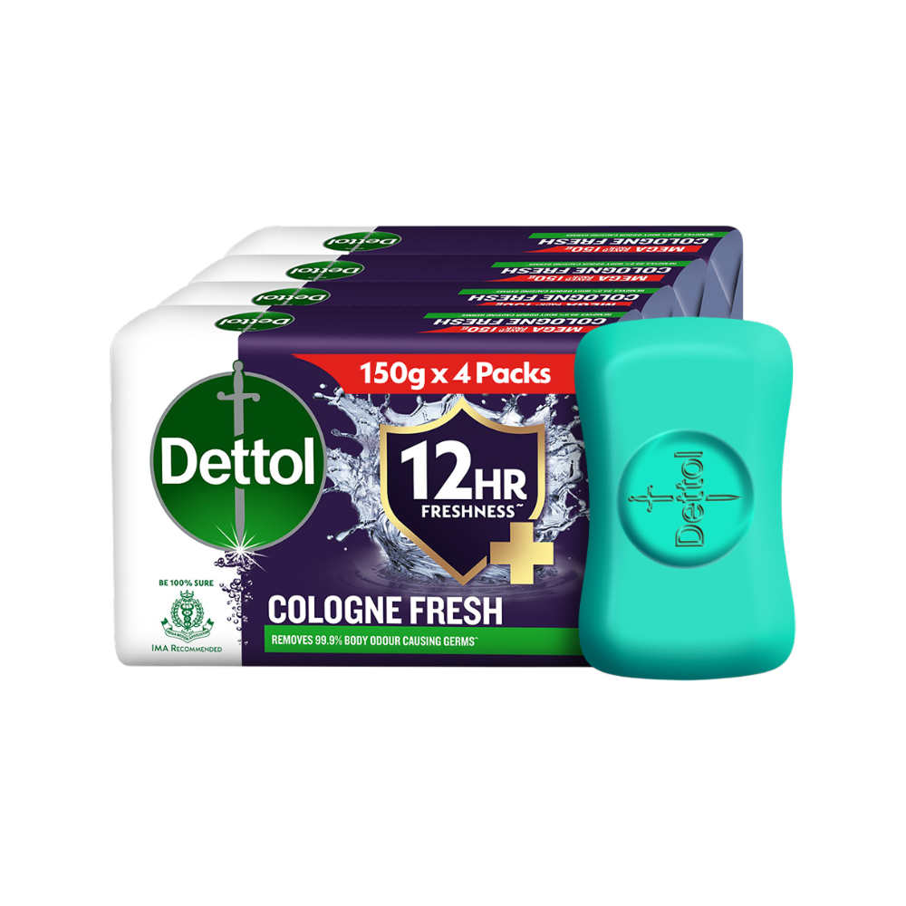 Dettol Cologne Fresh Bathing Bar Soap with 12 Hrs Freshness