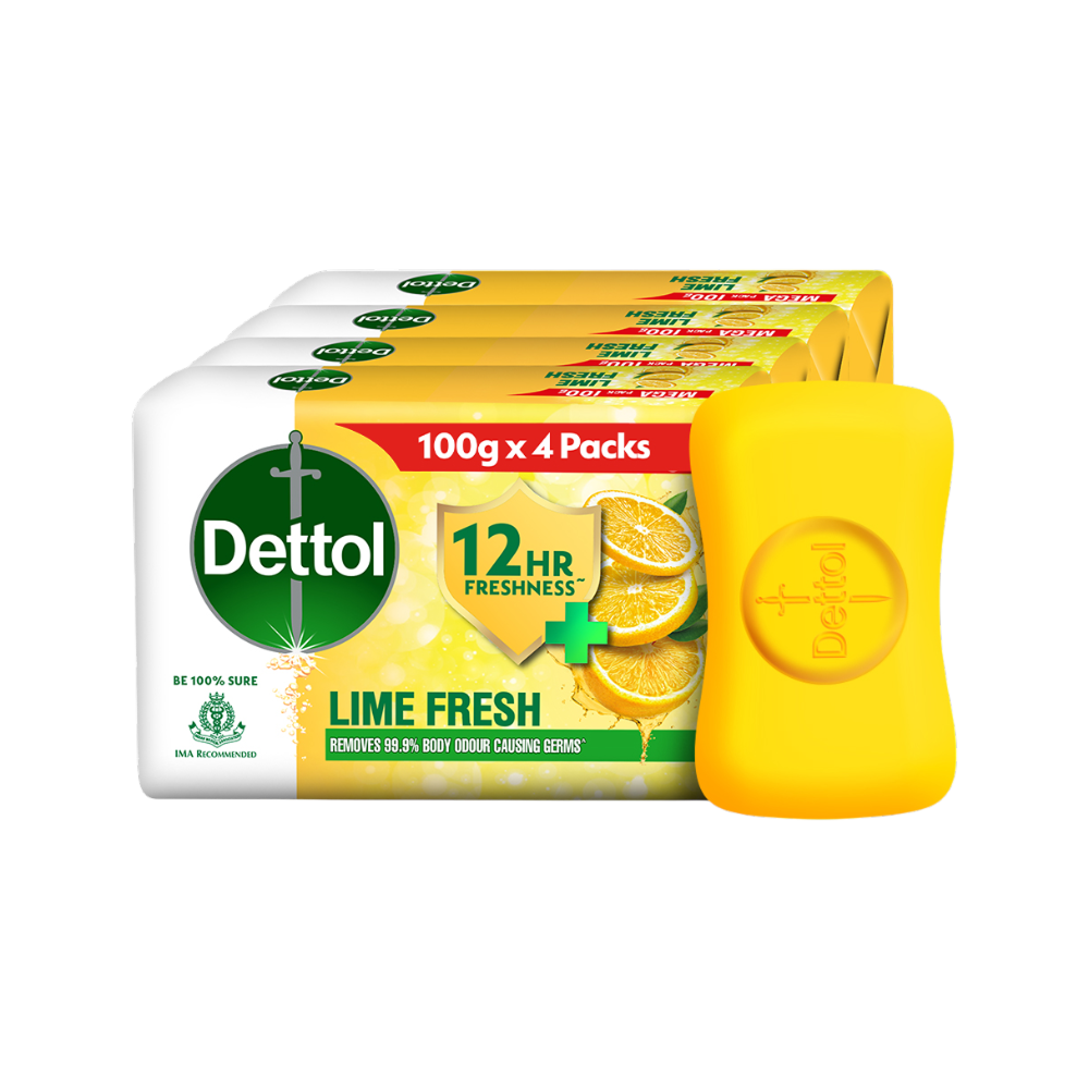 Dettol Lime Fresh Bathing Bar Soap with 12 Hrs Germ Protection