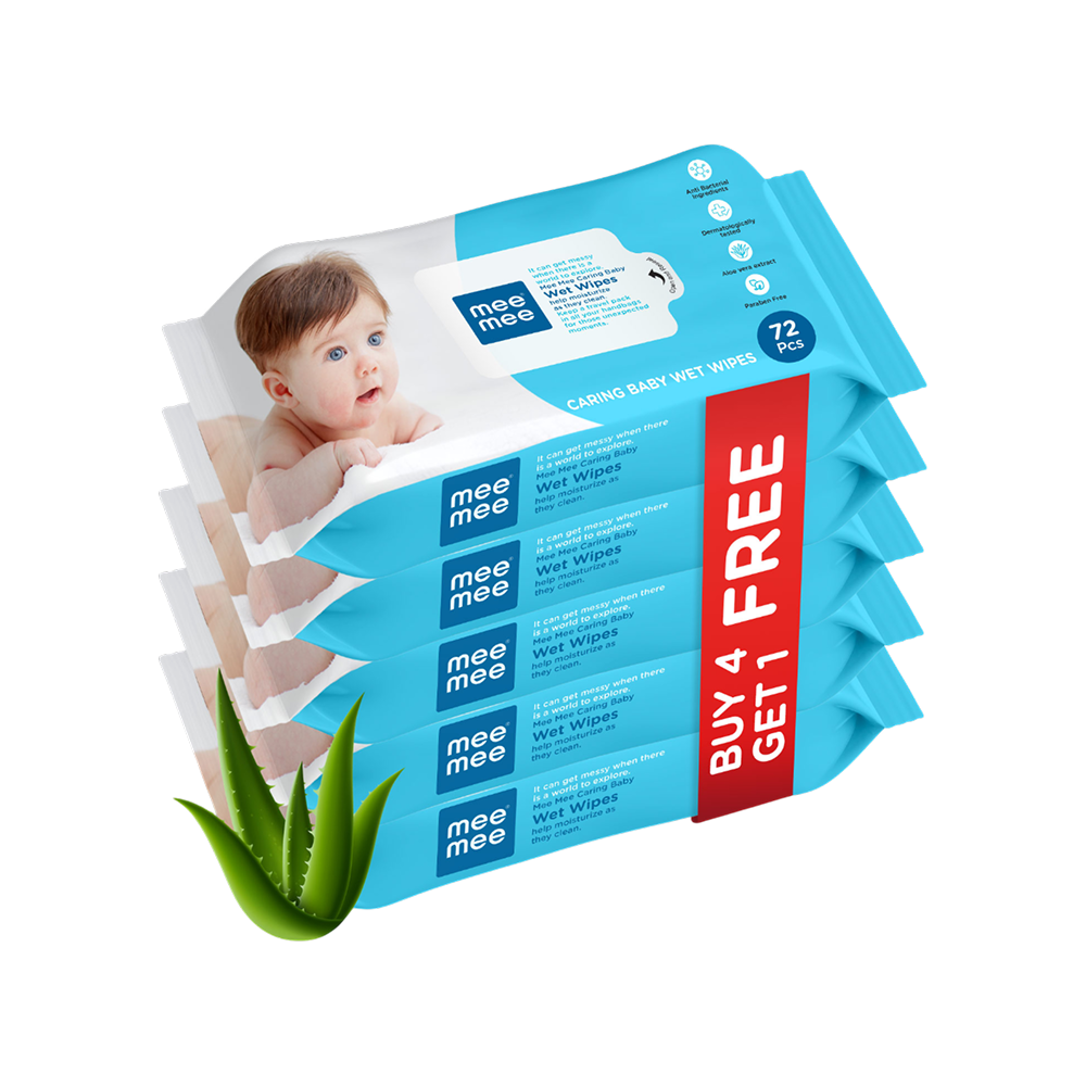 Mee Mee Gentle Wet Baby Wipes with Aloe Vera - Pack of 5