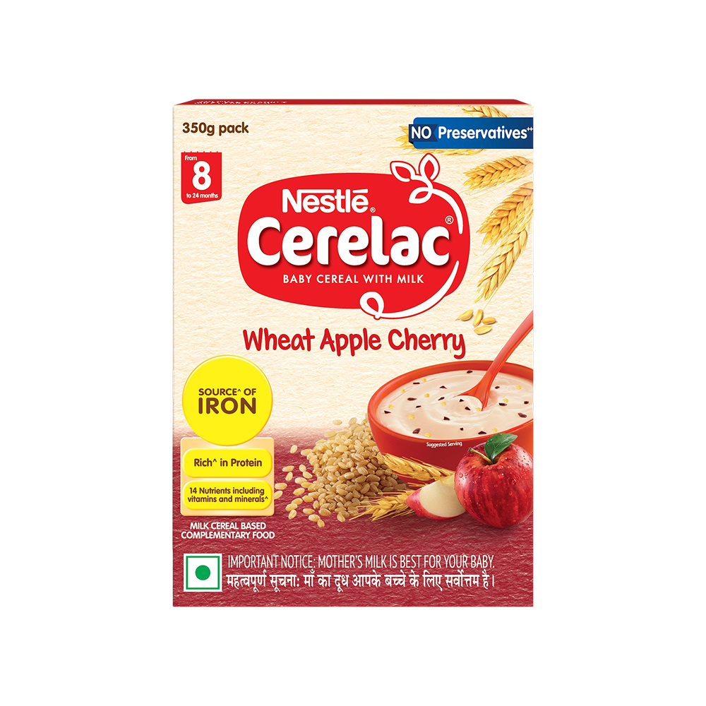 Nestle Cerelac Wheat Apple Cherry Baby Cereal (8-24 Months)