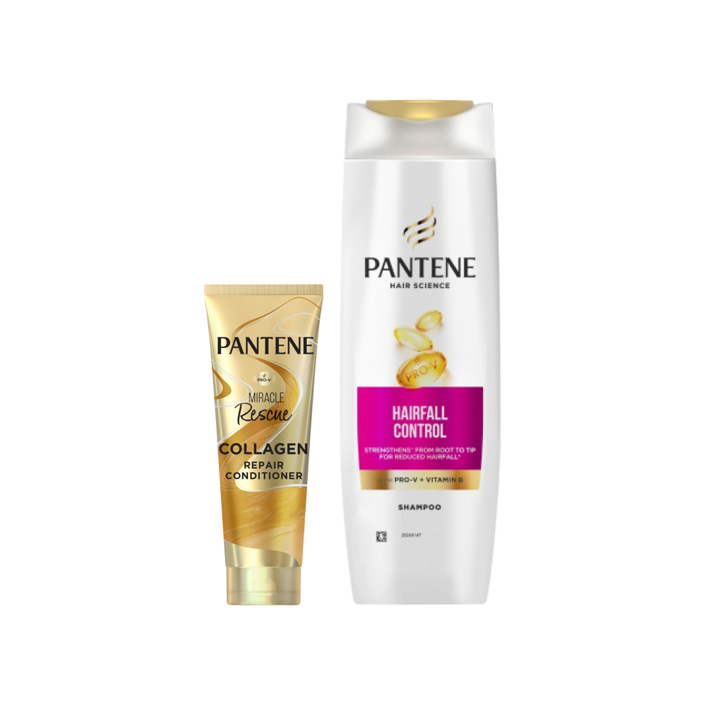 Pantene Miracle Rescue Collagen Repair Conditioner +  Hair Science Hairfall Control Shampoo with Vitamin B 340 ml Combo