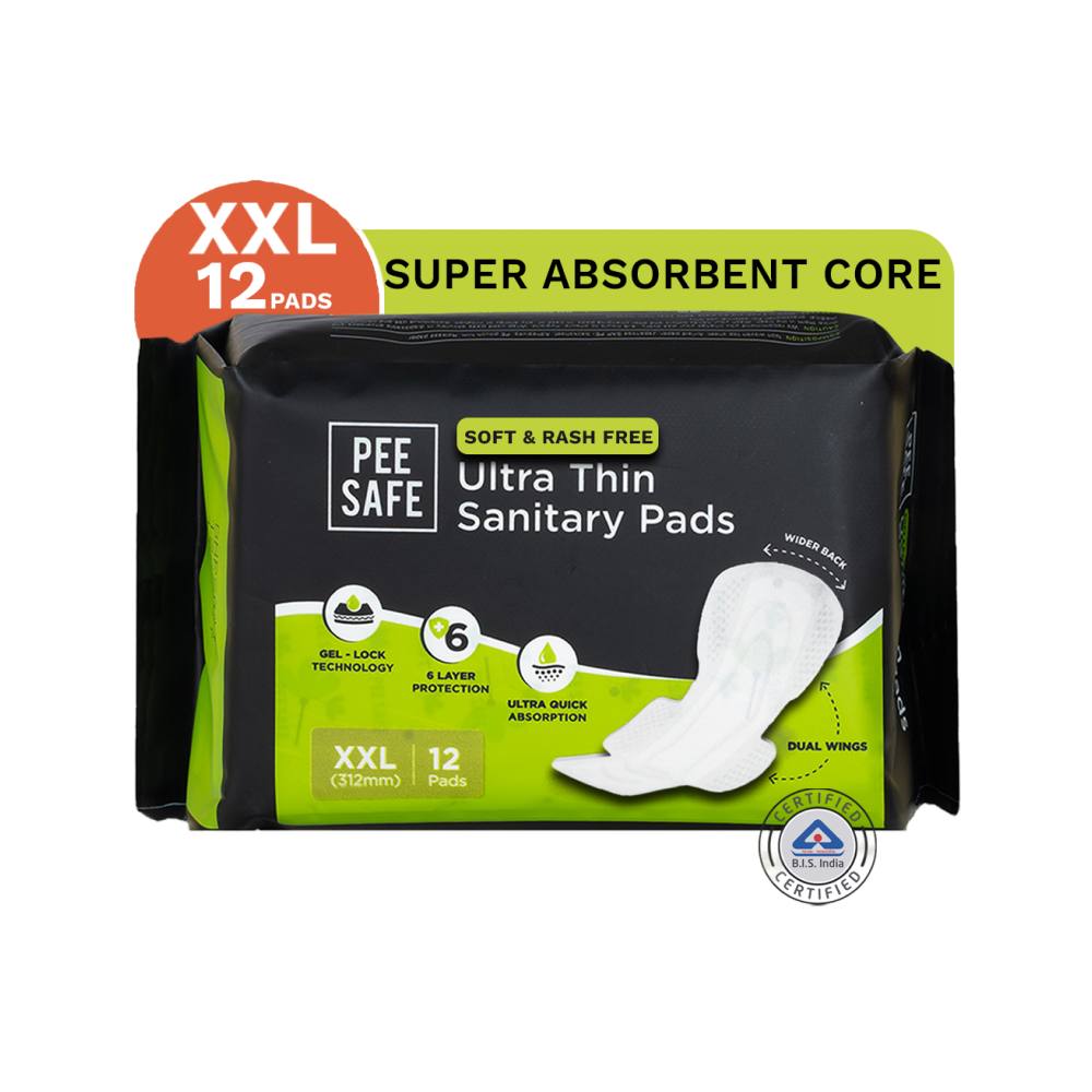 Pee Safe Ultra Thin Rash Free Sanitary Pads (with Paper Disposal Covers, XXL)