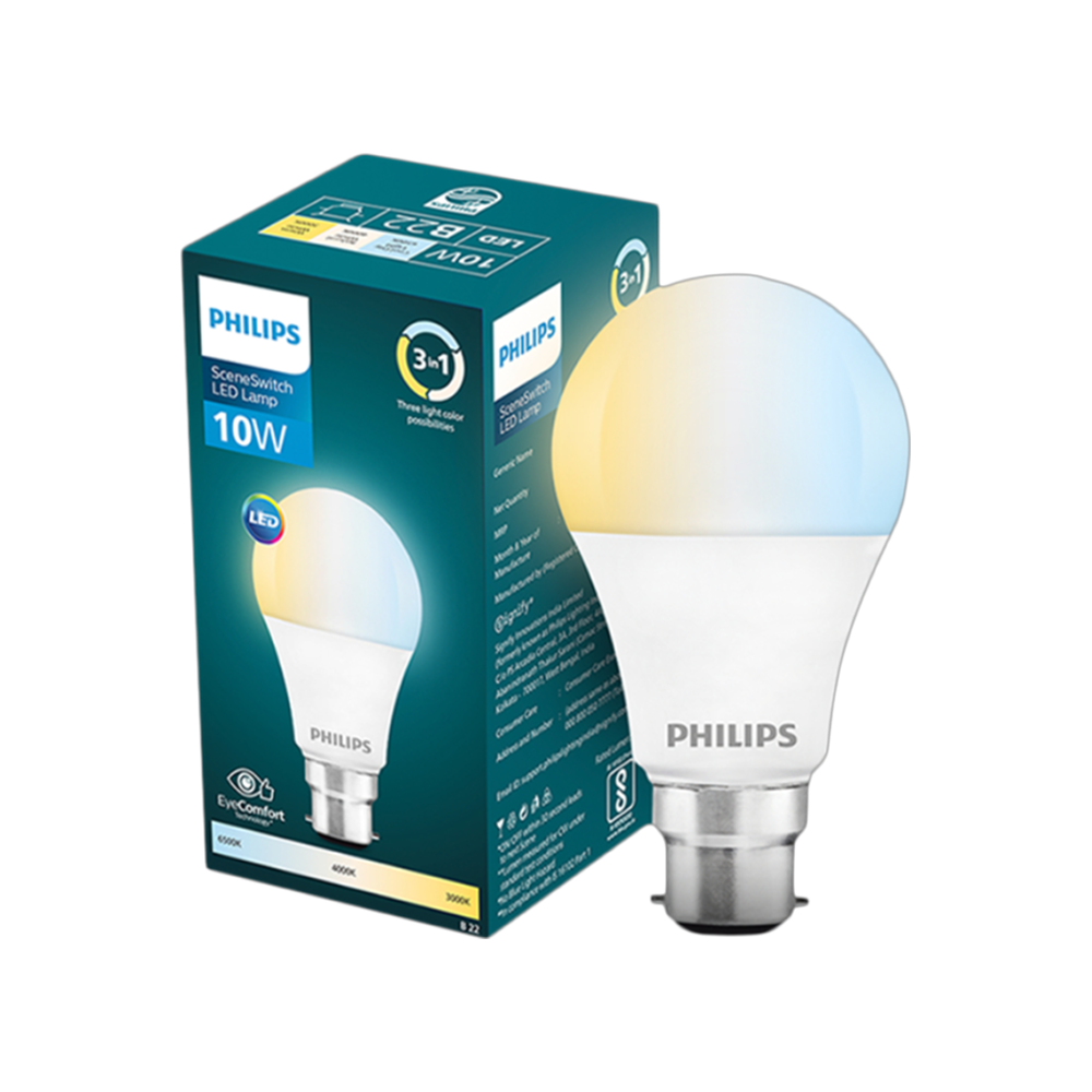 Philips Lighting SceneSwitch 10 W LED Bulb (3 Colors in 1 LED Bulb, Tunable White) (White)