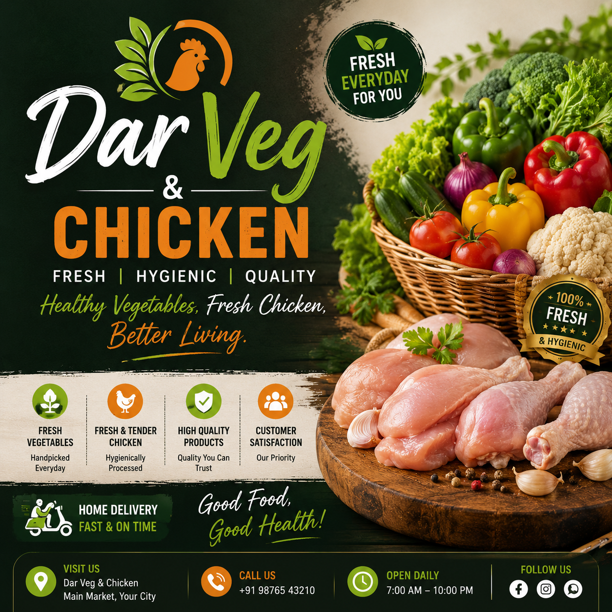 Dar poultry veg and fruit